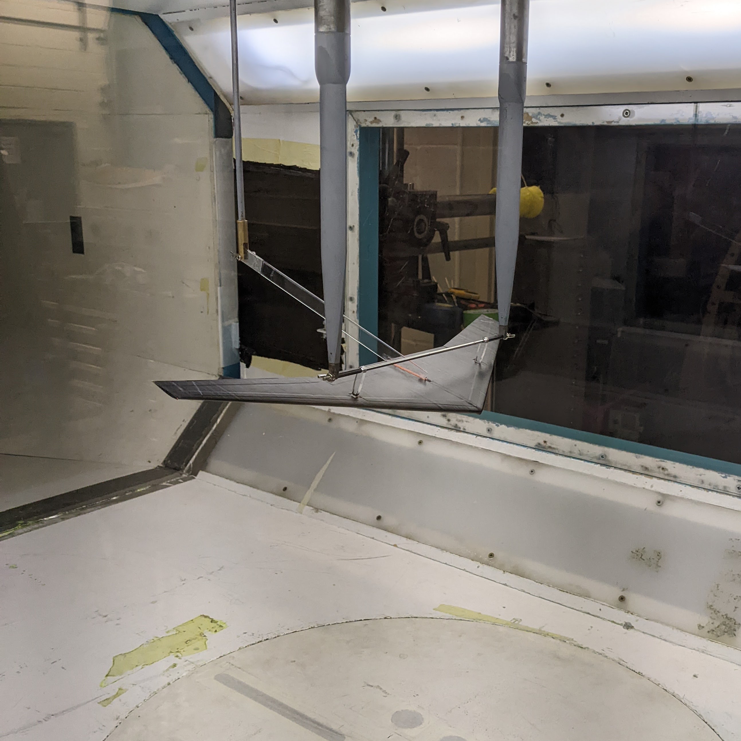 quarter scale model mounted in the wind tunnel
